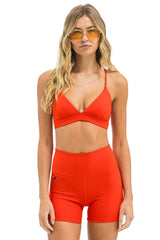 WIDE RIB TRIANGLE ADJUSTABLE SPORTS BRA - BRIGHT RED