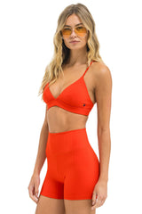 WIDE RIB TRIANGLE ADJUSTABLE SPORTS BRA - BRIGHT RED