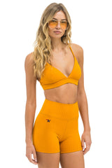 WIDE RIB TRIANGLE ADJUSTABLE SPORTS BRA - GOLD