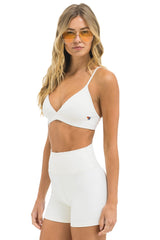 WIDE RIB TRIANGLE ADJUSTABLE SPORTS BRA - VINTAGE WHITE