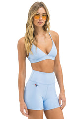 WIDE RIB TRIANGLE ADJUSTABLE SPORTS BRA - SKY