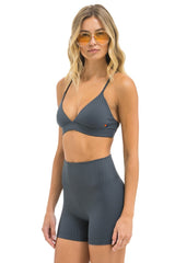 WIDE RIB TRIANGLE ADJUSTABLE SPORTS BRA - TITANIUM