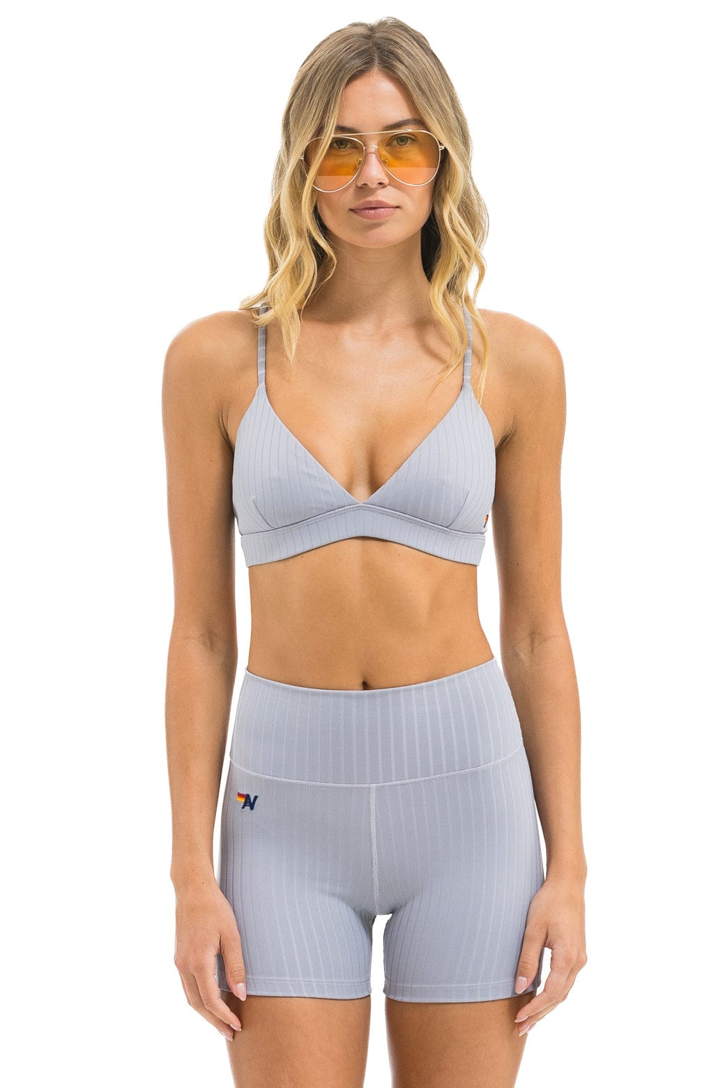WIDE RIB TRIANGLE ADJUSTABLE SPORTS BRA - LIGHT GREY