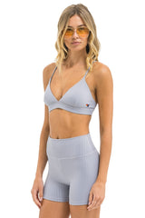 WIDE RIB TRIANGLE ADJUSTABLE SPORTS BRA - LIGHT GREY