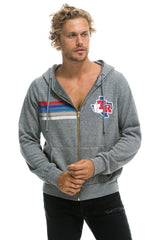 TEXAS RANGERS 5 STRIPE ZIP HOODIE - HEATHER GREY // USA