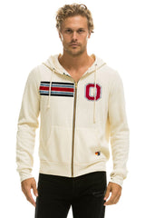 OHIO STATE 5 STRIPE ZIP HOODIE - VINTAGE WHITE