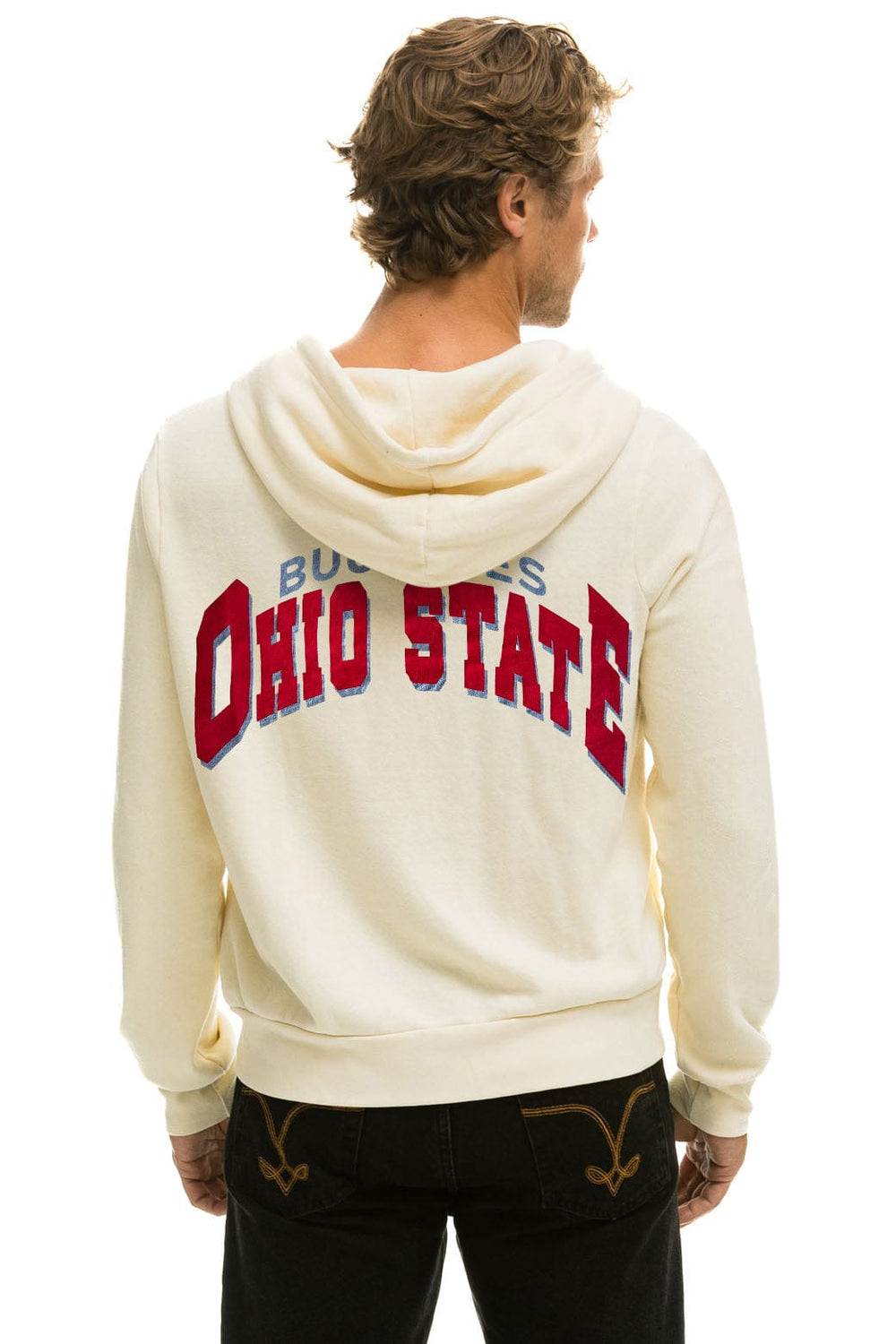 OHIO STATE 5 STRIPE ZIP HOODIE - VINTAGE WHITE