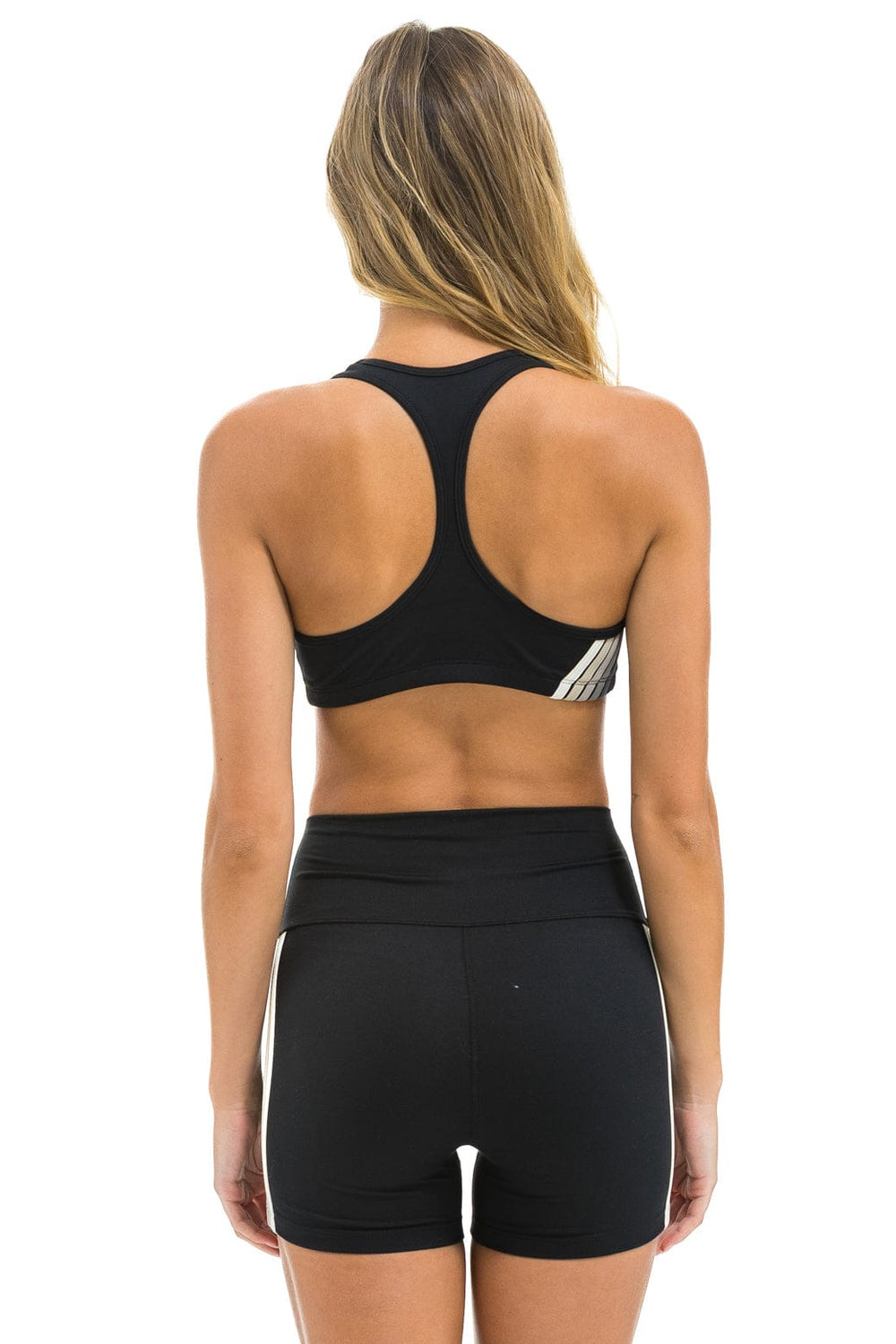WOMEN'S 5 STRIPE SPORTS BRA - BLACK // SMOKE