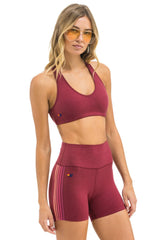 WOMEN'S 5 STRIPE SPORTS BRA - BERRY