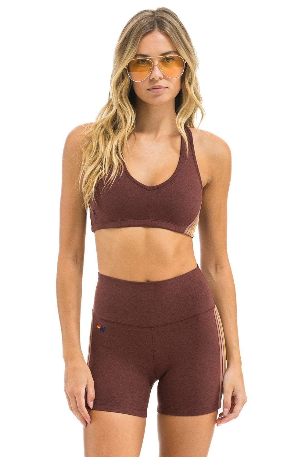 WOMEN'S 5 STRIPE SPORTS BRA - MOCHA