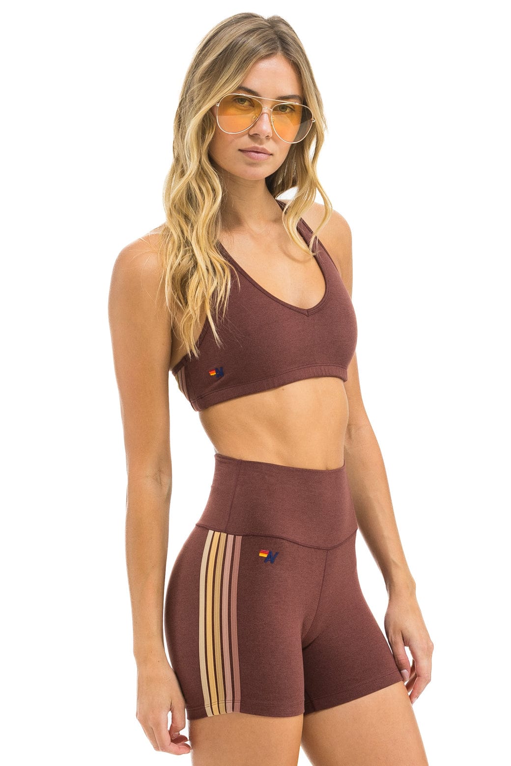 WOMEN'S 5 STRIPE SPORTS BRA - MOCHA