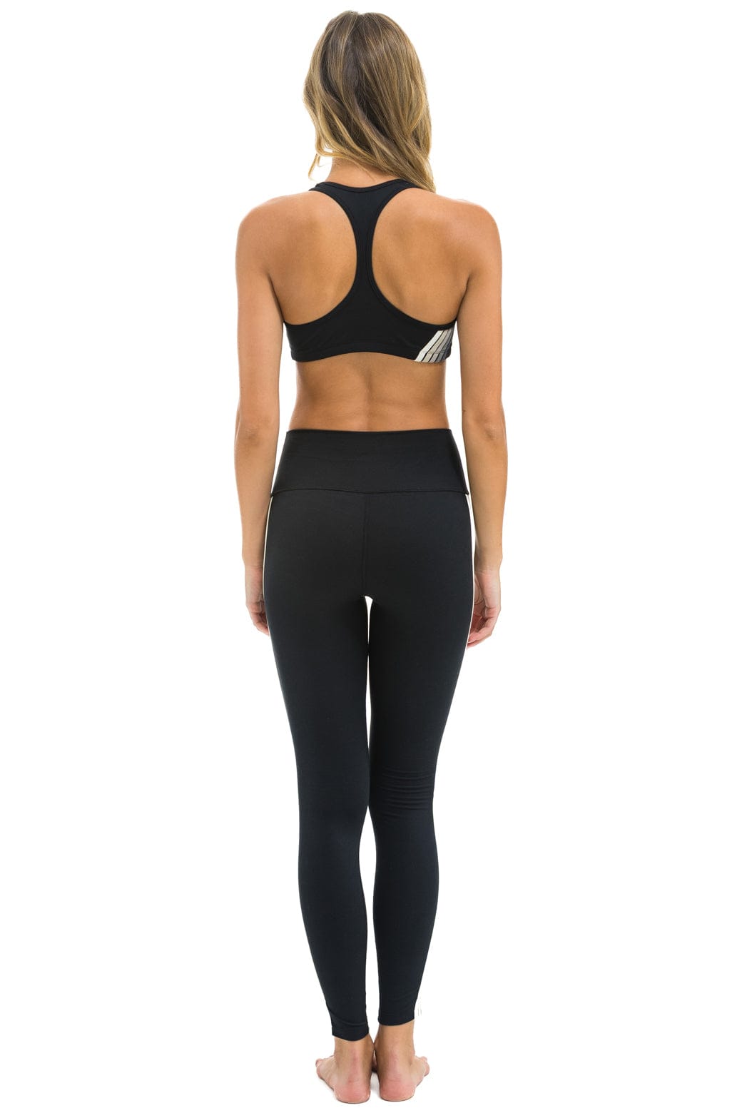 FULL LENGTH HI-RISE 5 STRIPE LEGGINGS - BLACK // SMOKE