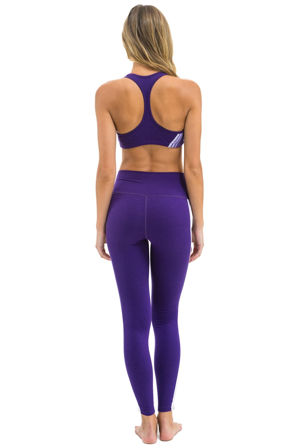 FULL LENGTH HI-RISE 5 STRIPE LEGGINGS - GRAPE