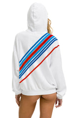 CROSS STRIPE STARS RELAXED PULLOVER HOODIE - WHITE // USA