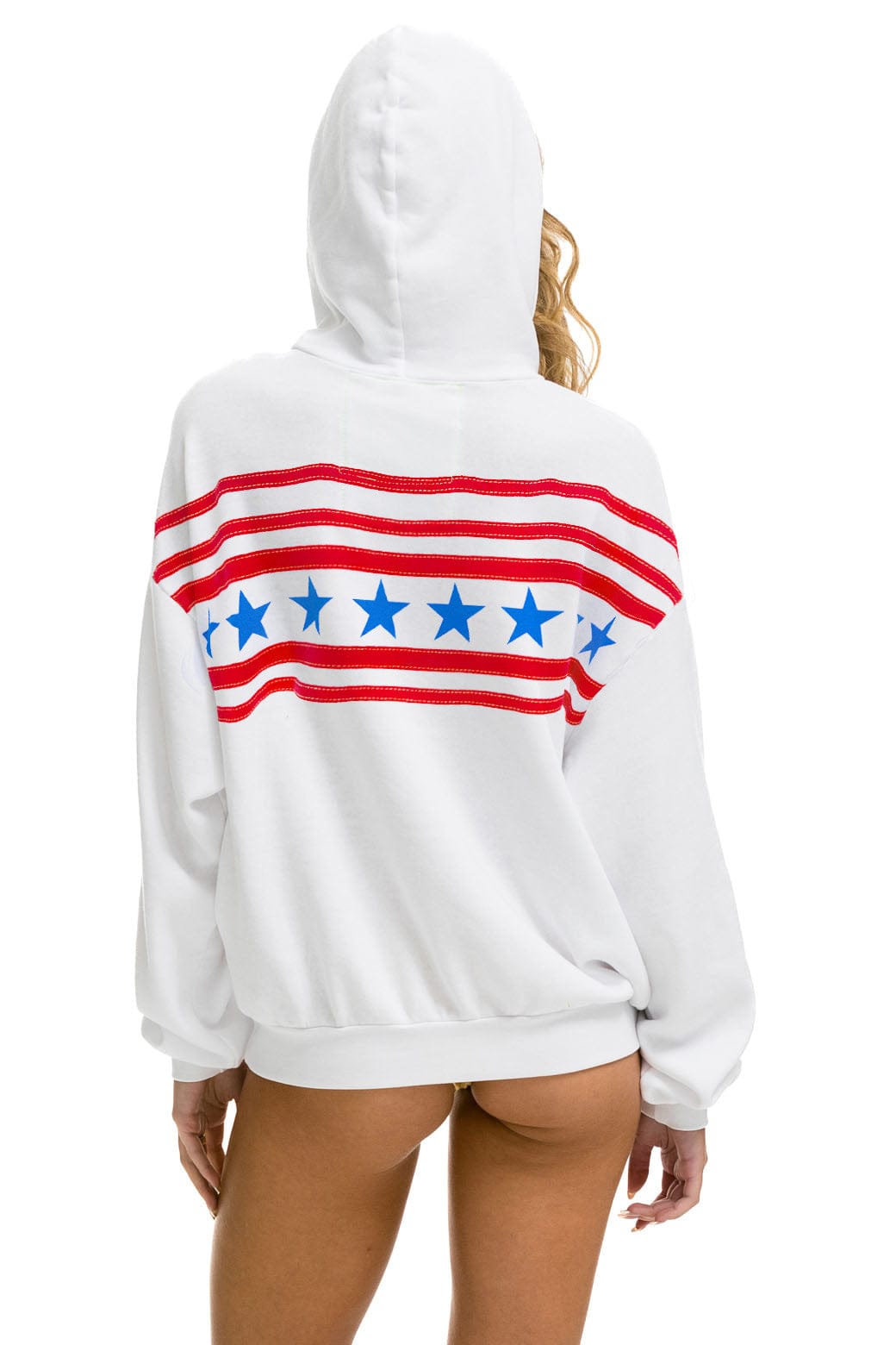 STARS RELAXED PULLOVER HOODIE - WHITE // USA