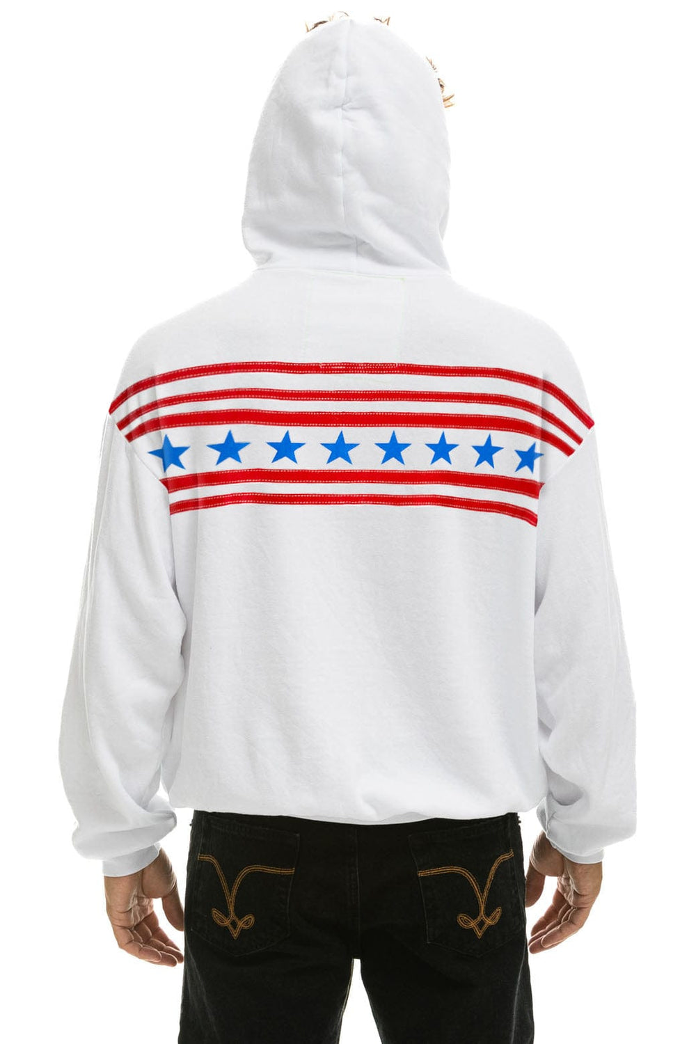 STARS RELAXED PULLOVER HOODIE - WHITE // USA