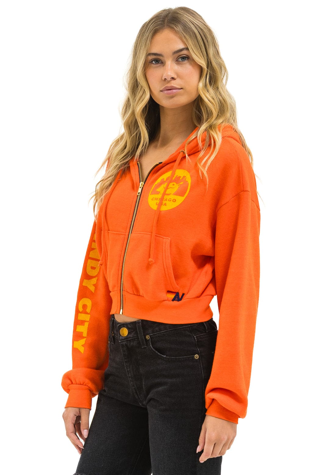 WINDY CITY SMOKEOUT 2025 CROPPED ZIP HOODIE RELAXED - ORANGE