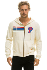PHILLIES 5 STRIPE ZIP HOODIE - VINTAGE WHITE // USA