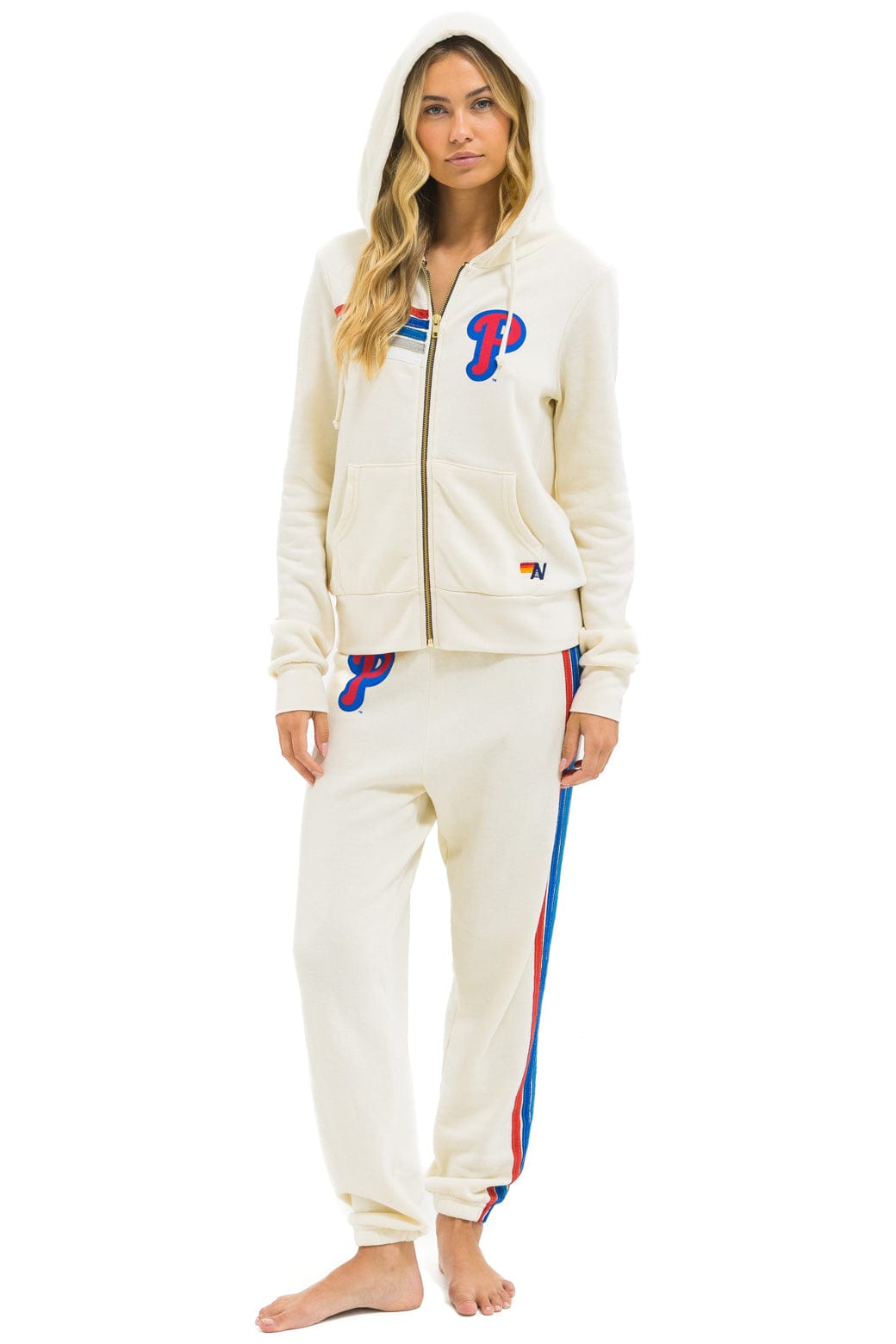 PHILLIES 5 STRIPE ZIP HOODIE - VINTAGE WHITE // USA