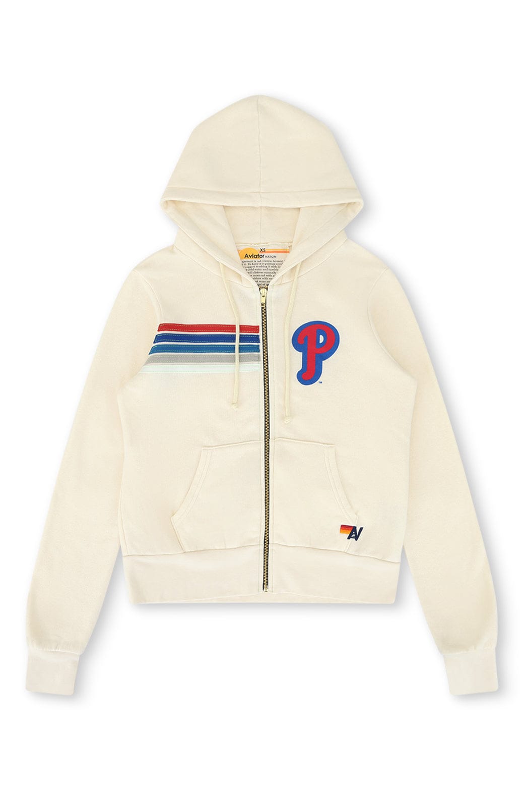 PHILLIES 5 STRIPE ZIP HOODIE - VINTAGE WHITE // USA