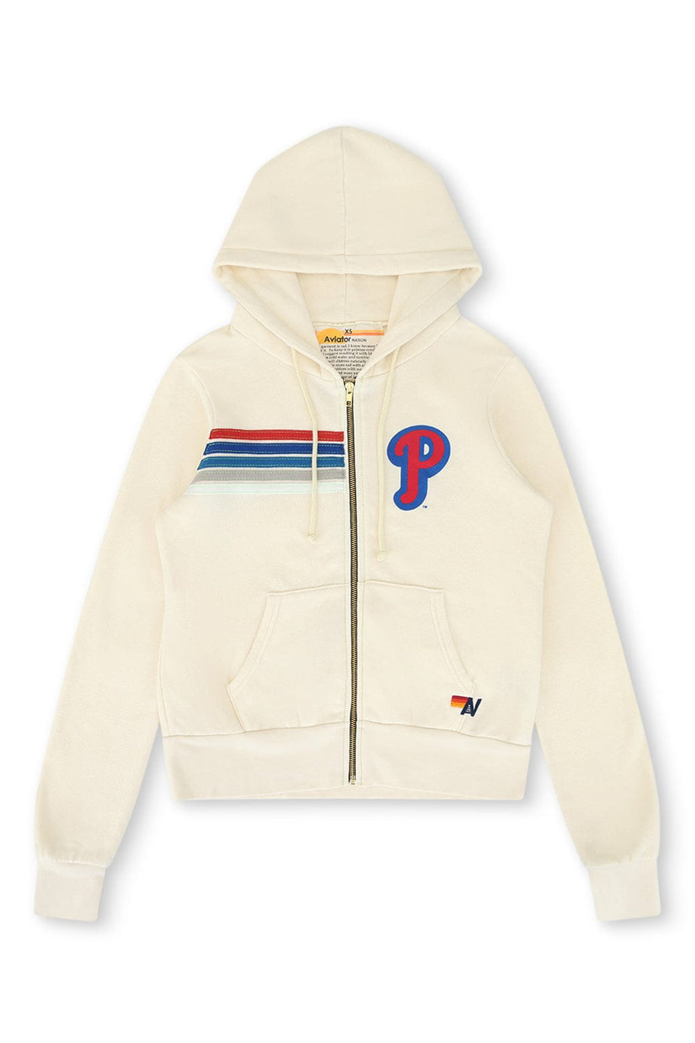 PHILLIES 5 STRIPE ZIP HOODIE - VINTAGE WHITE // USA