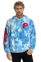 PHILLIES HAND DYED RELAXED PULLOVER HOODIE - TIE DYE BLUE