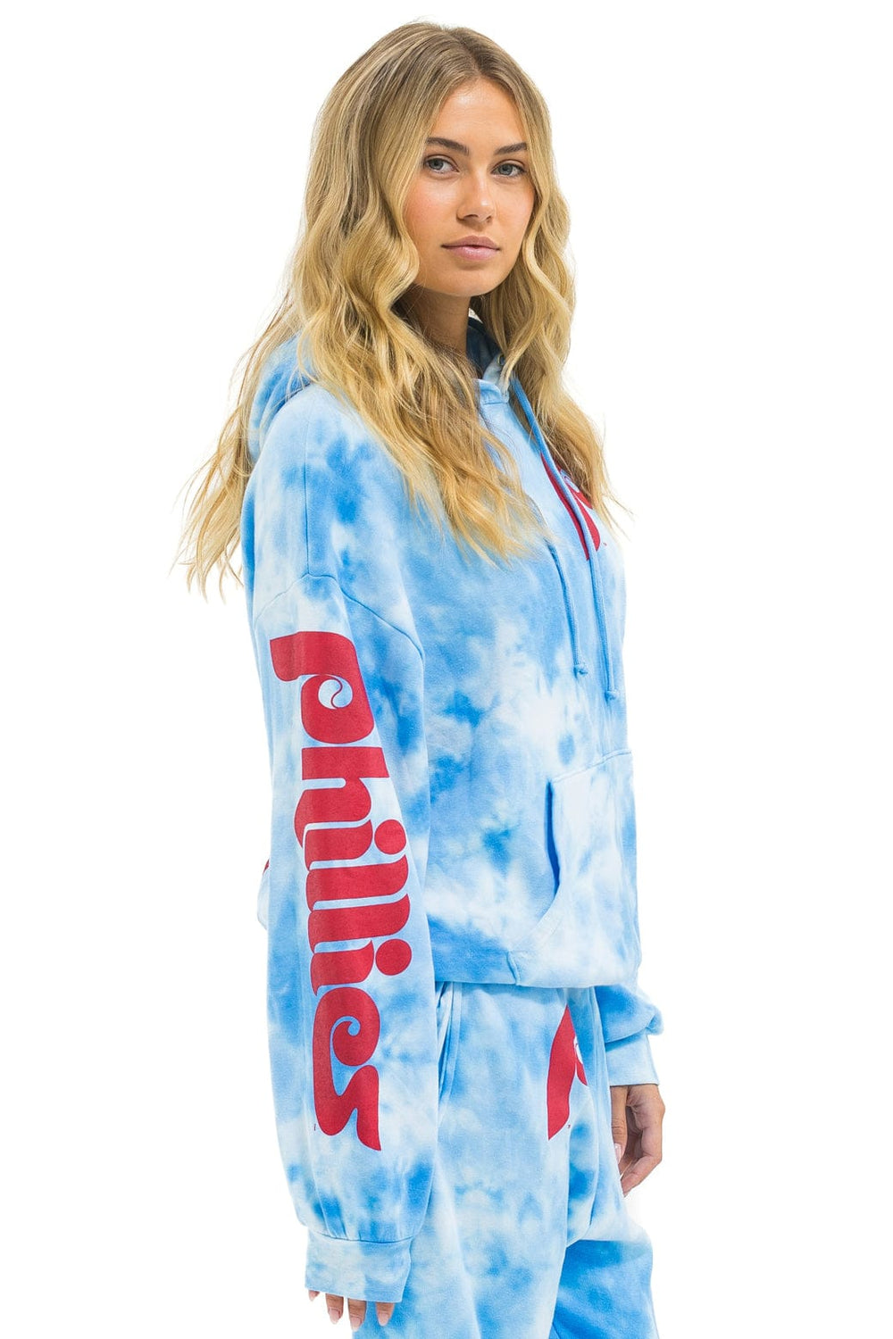 PHILLIES HAND DYED RELAXED PULLOVER HOODIE - TIE DYE BLUE