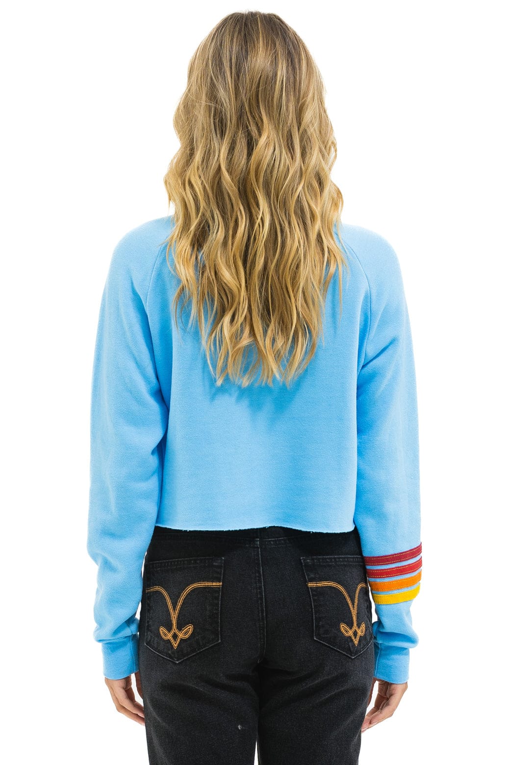 PHILLIES RUGBY STITCH CROPPED CREW SWEATSHIRT - SKY