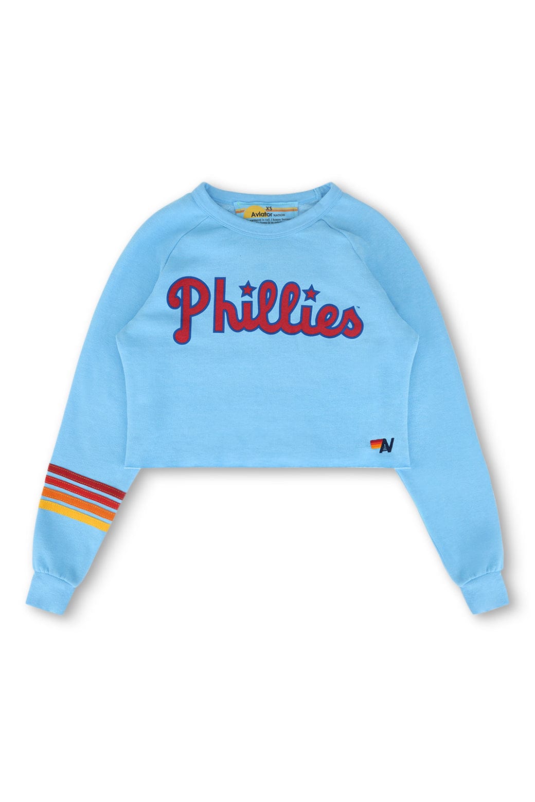 PHILLIES RUGBY STITCH CROPPED CREW SWEATSHIRT - SKY
