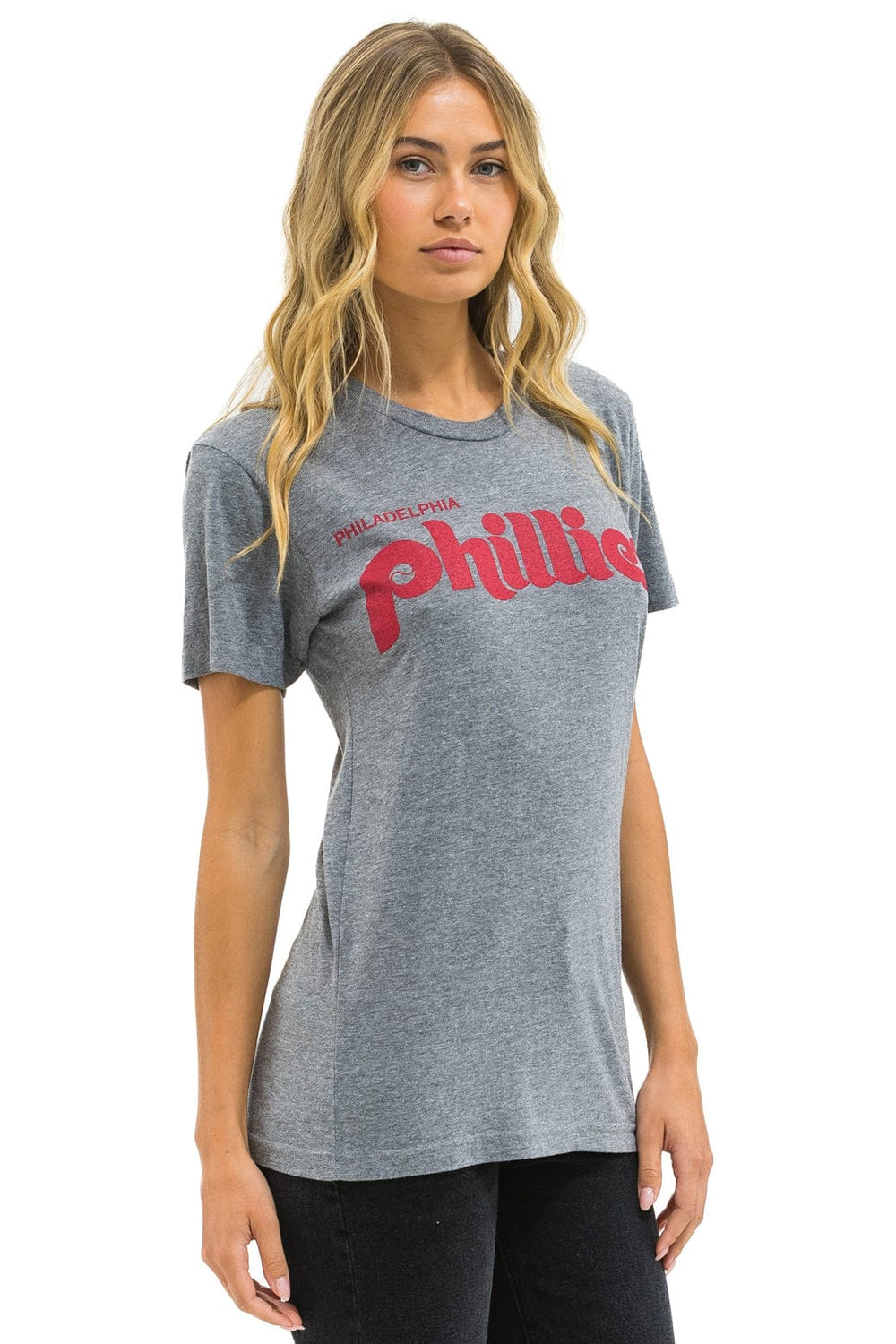 PHILLIES BOLT CREW TEE - HEATHER GREY