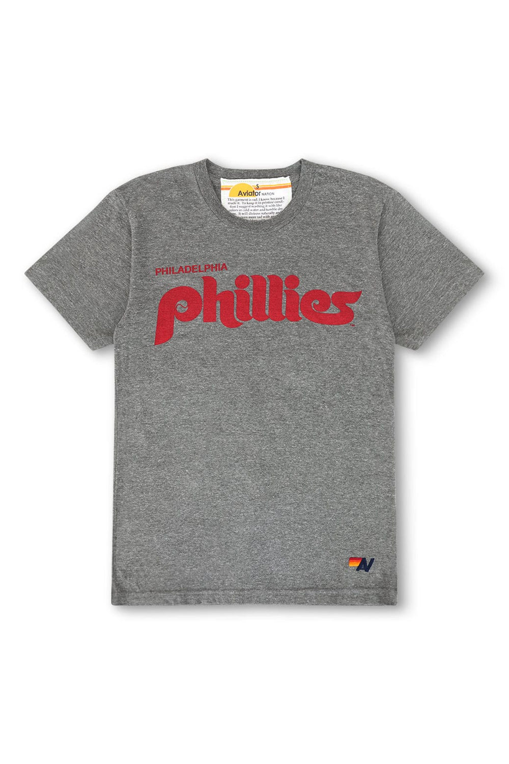 PHILLIES BOLT CREW TEE - HEATHER GREY