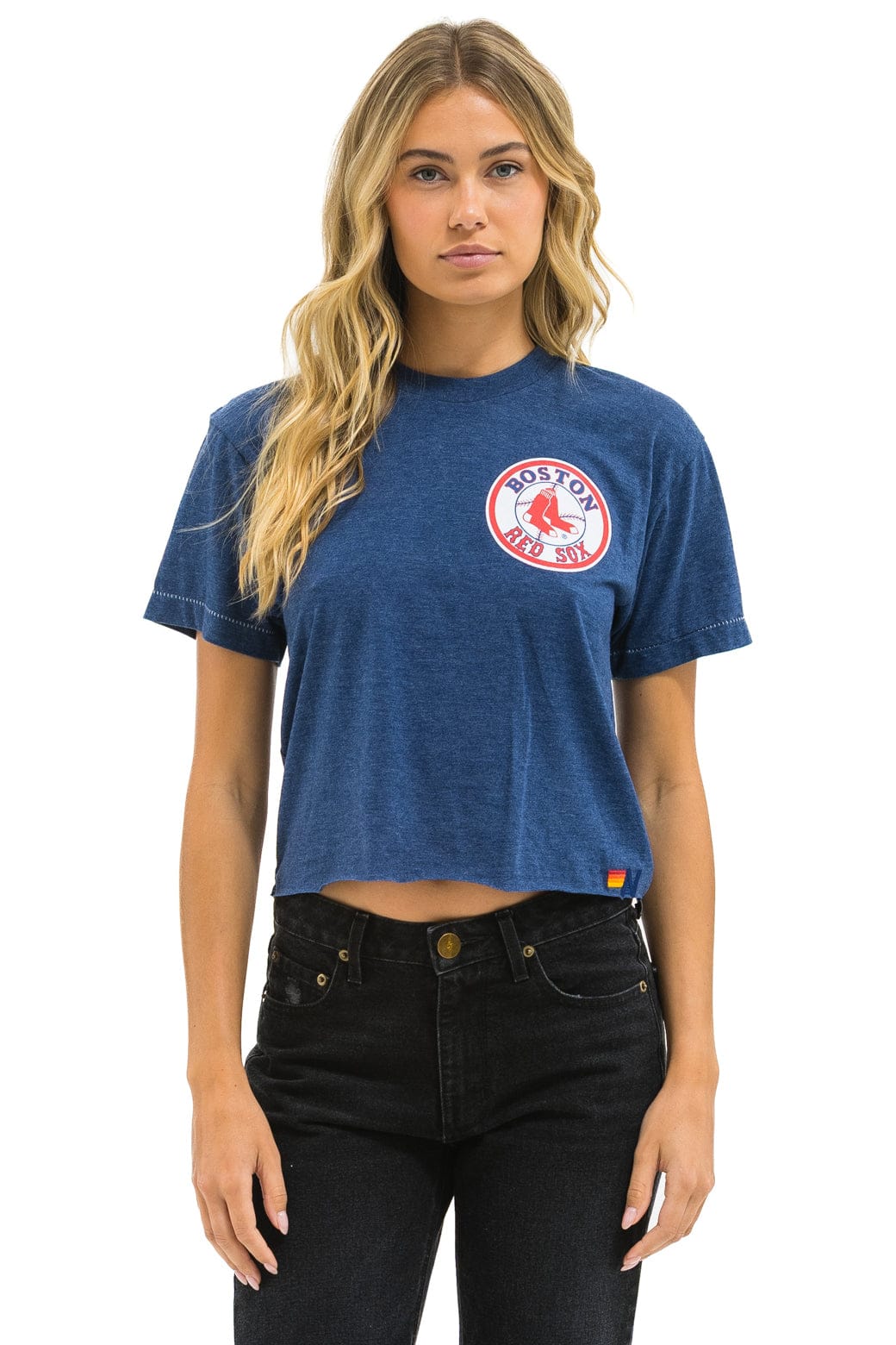 BOSTON RED SOX BOLT WOMEN'S BOYFRIEND TEE - NAVY