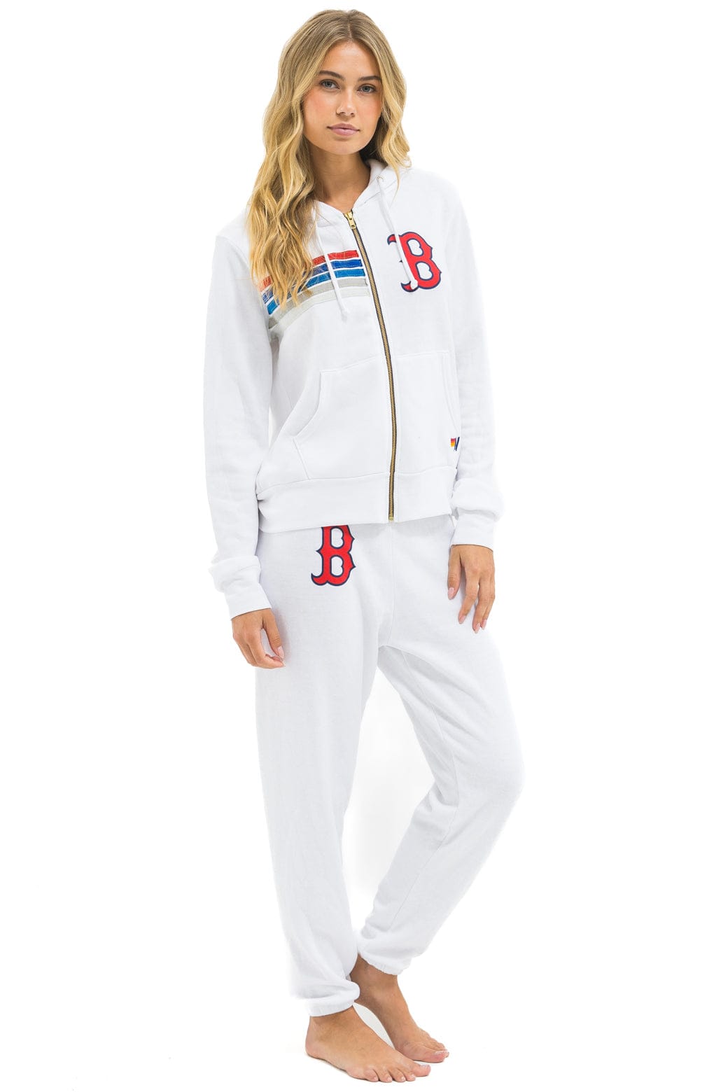 BOSTON RED SOX 5 STRIPE SWEATPANTS - WHITE // USA