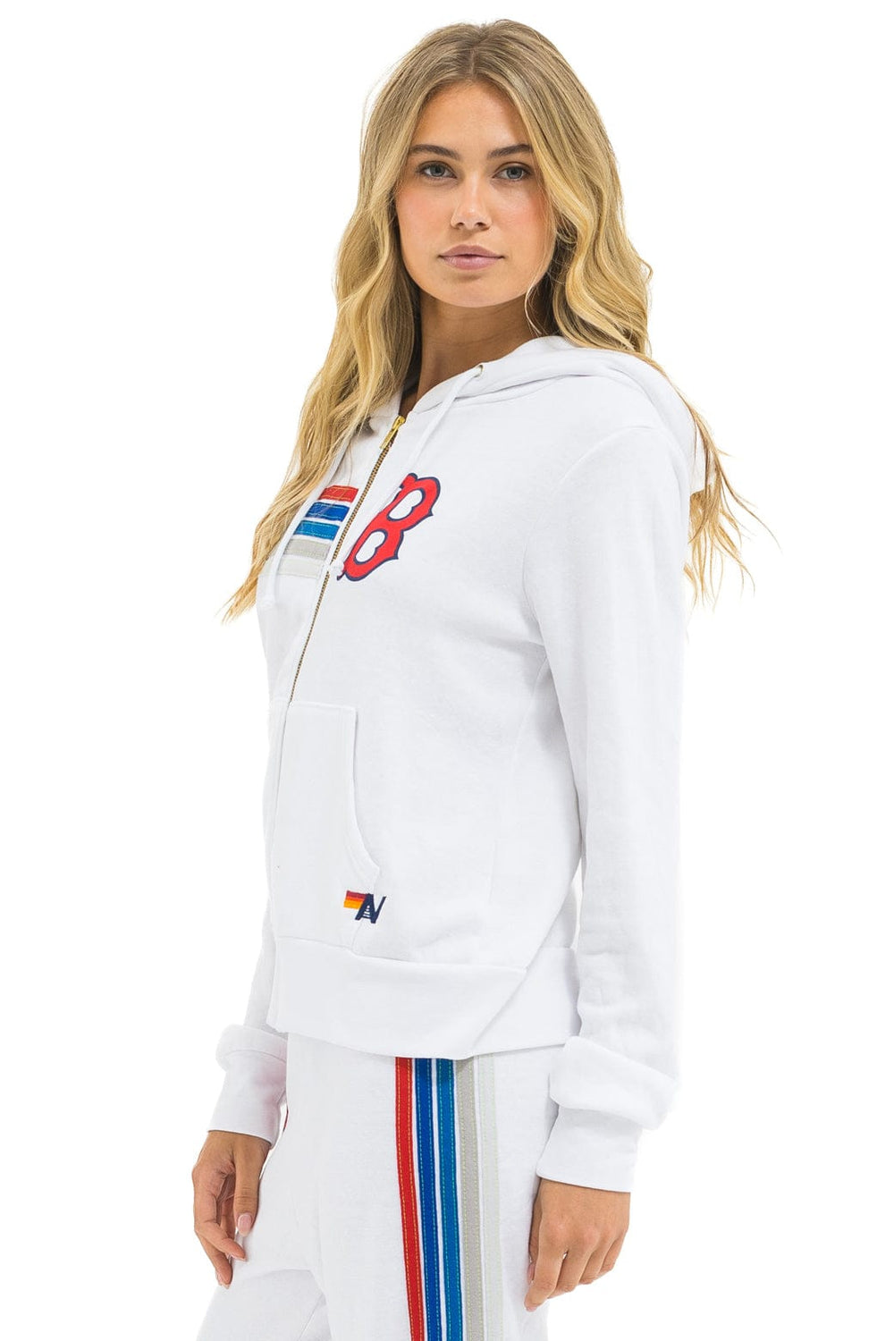 RED SOX 5 STRIPE ZIP HOODIE - WHITE // USA