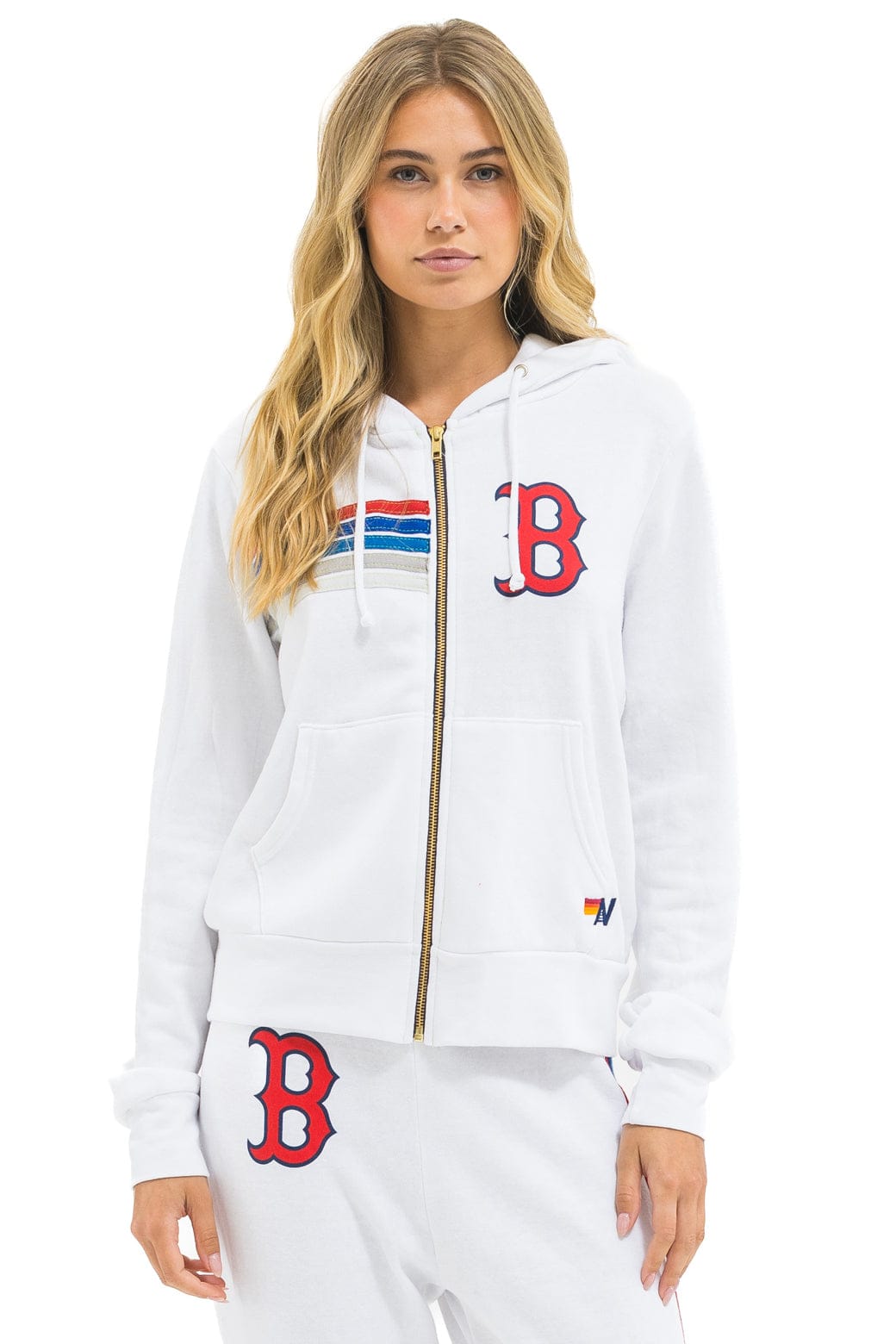 RED SOX 5 STRIPE ZIP HOODIE - WHITE // USA