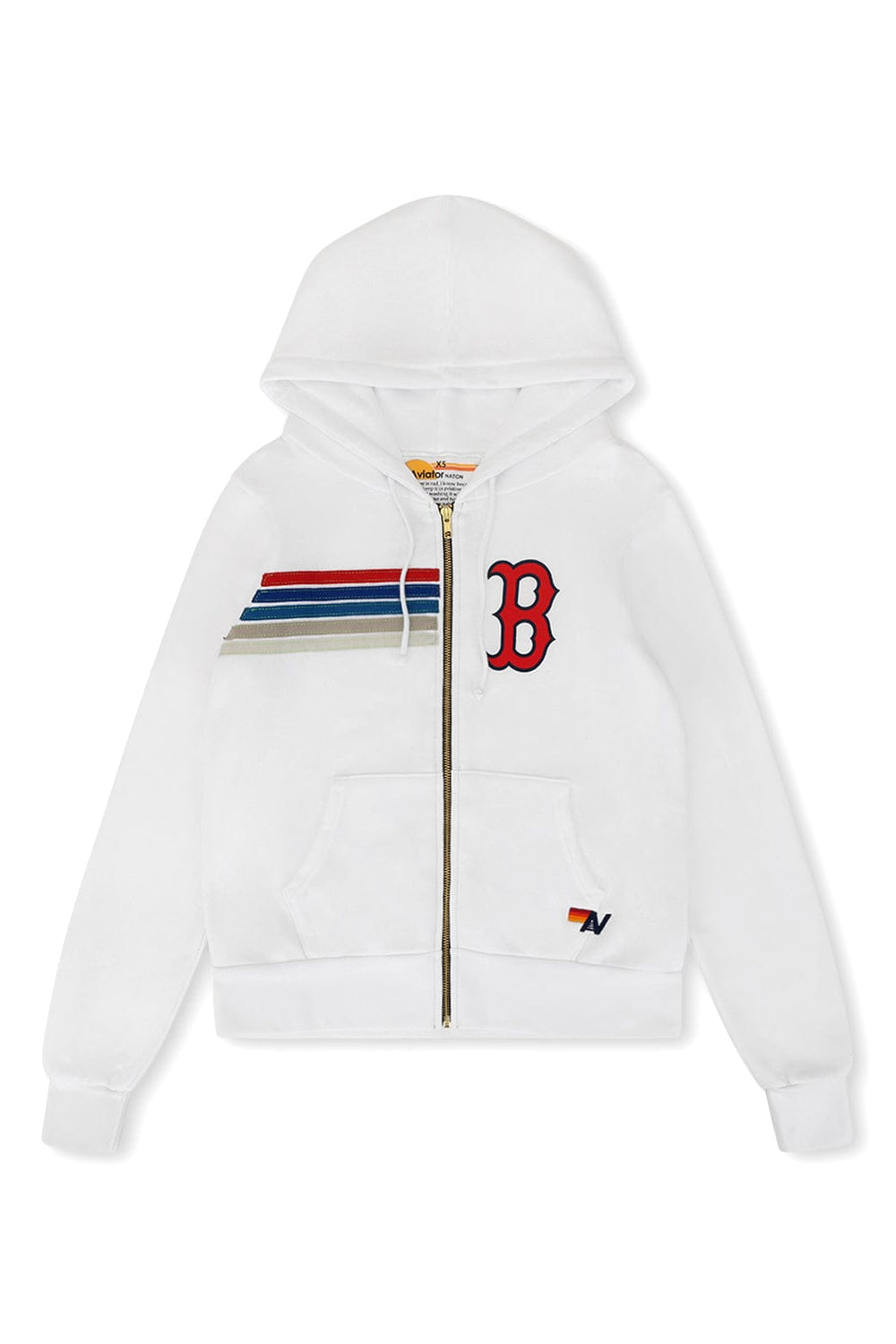 RED SOX 5 STRIPE ZIP HOODIE - WHITE // USA