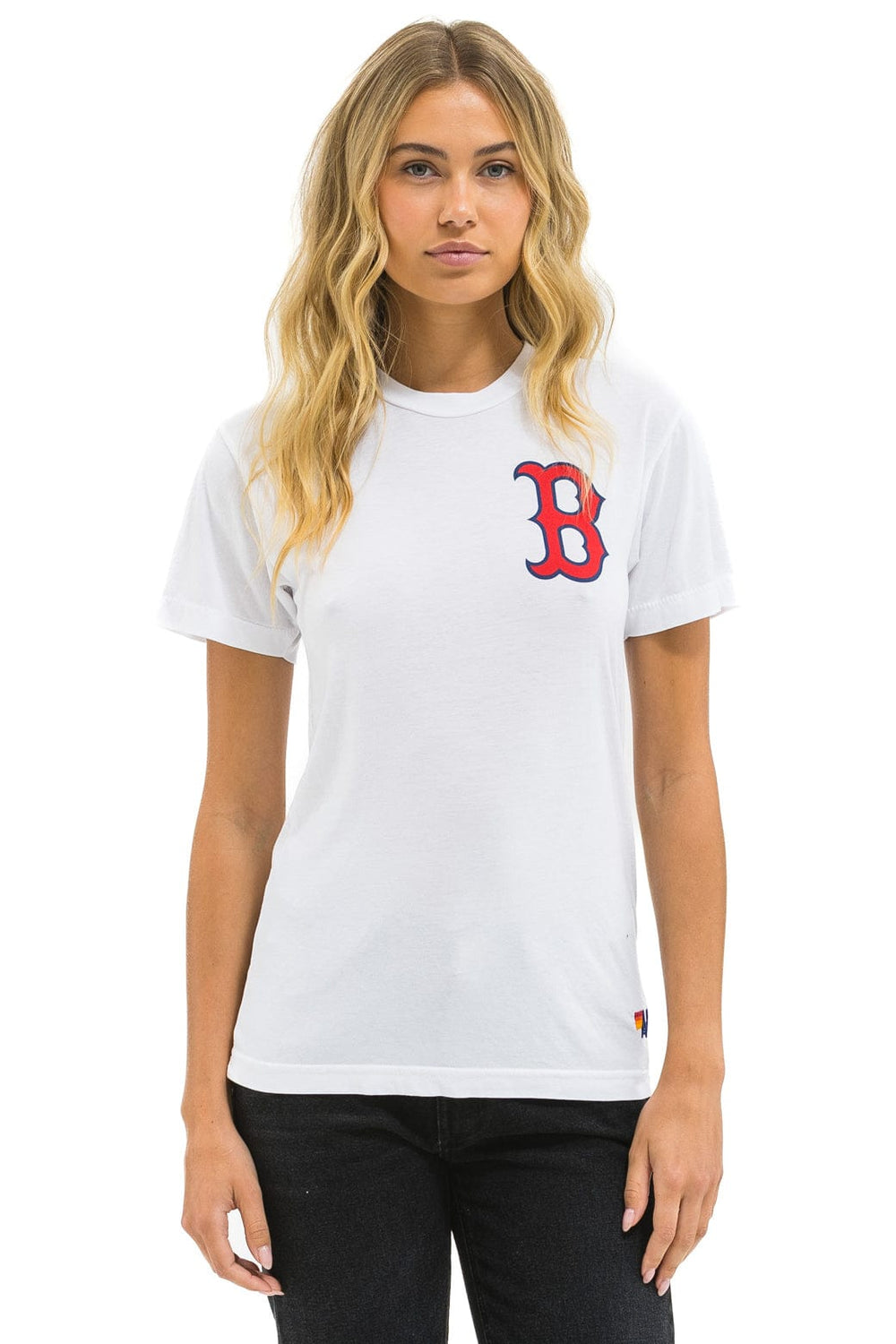 RED SOX BOLT UNISEX CREW TEE - WHITE
