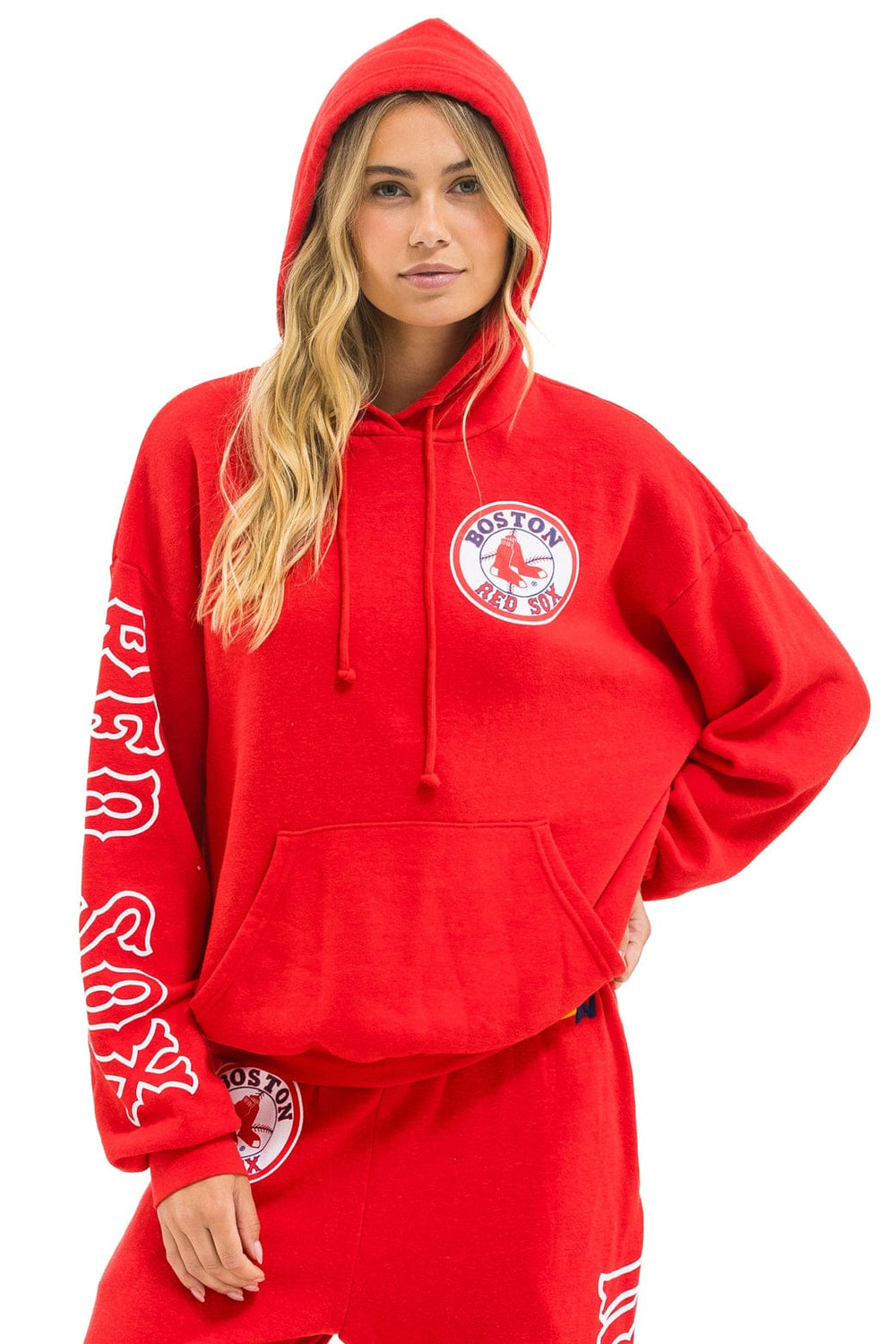 RED SOX RELAXED PULLOVER HOODIE - RED