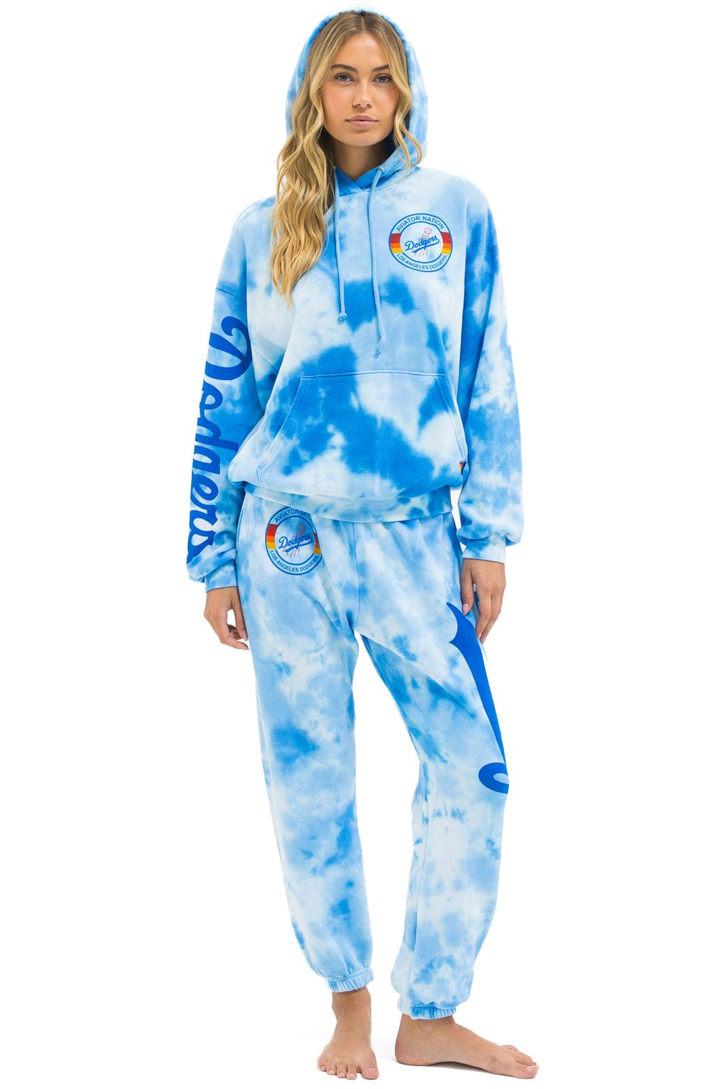 LOS ANGELES DODGERS HAND DYED SWEATPANTS - TIE DYE BLUE