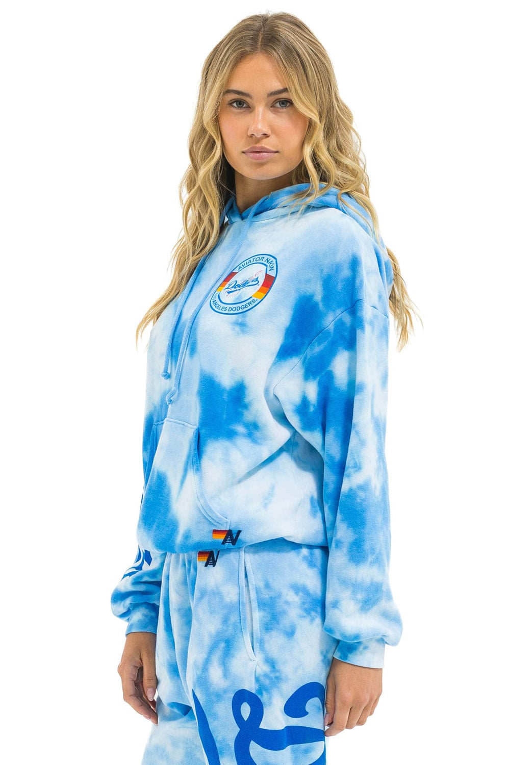 LOS ANGELES DODGERS HAND DYED RELAXED PULLOVER HOODIE - TIE DYE BLUE