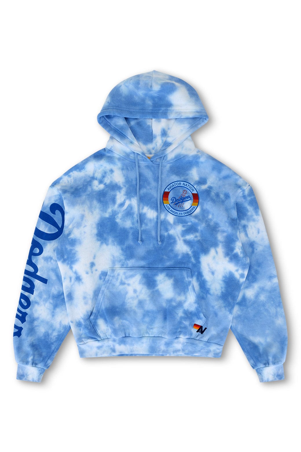 LOS ANGELES DODGERS HAND DYED RELAXED PULLOVER HOODIE - TIE DYE BLUE