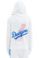 LOS ANGELES DODGERS 5 STRIPE ZIP HOODIE - WHITE // BLUE