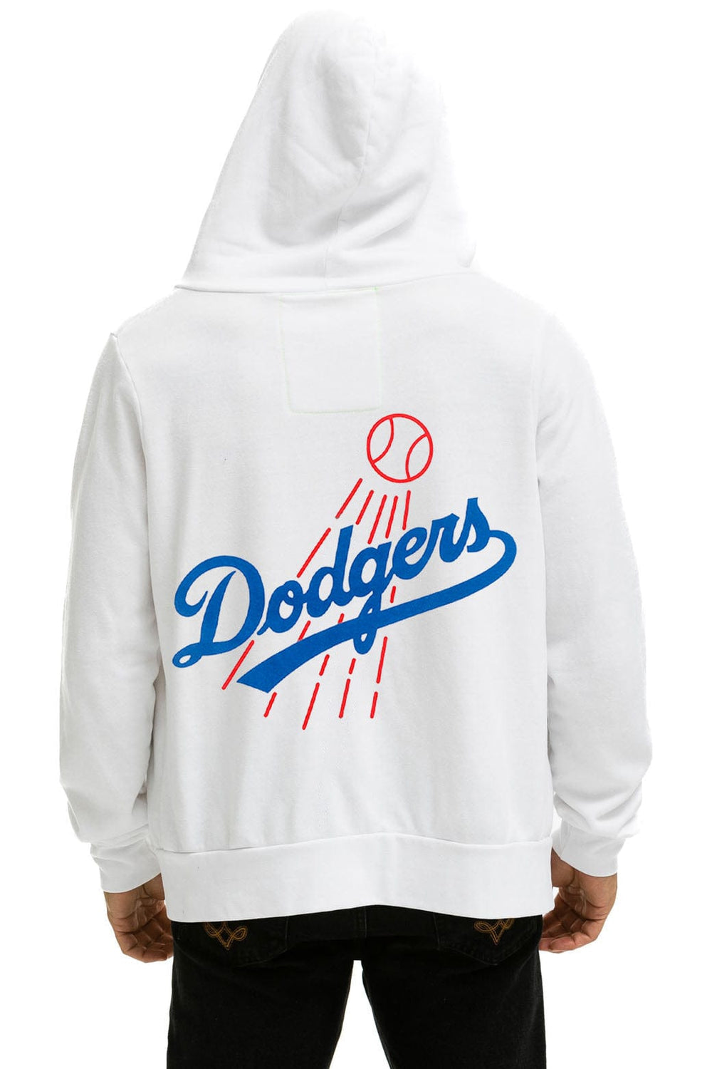 LOS ANGELES DODGERS 5 STRIPE ZIP HOODIE - WHITE // BLUE