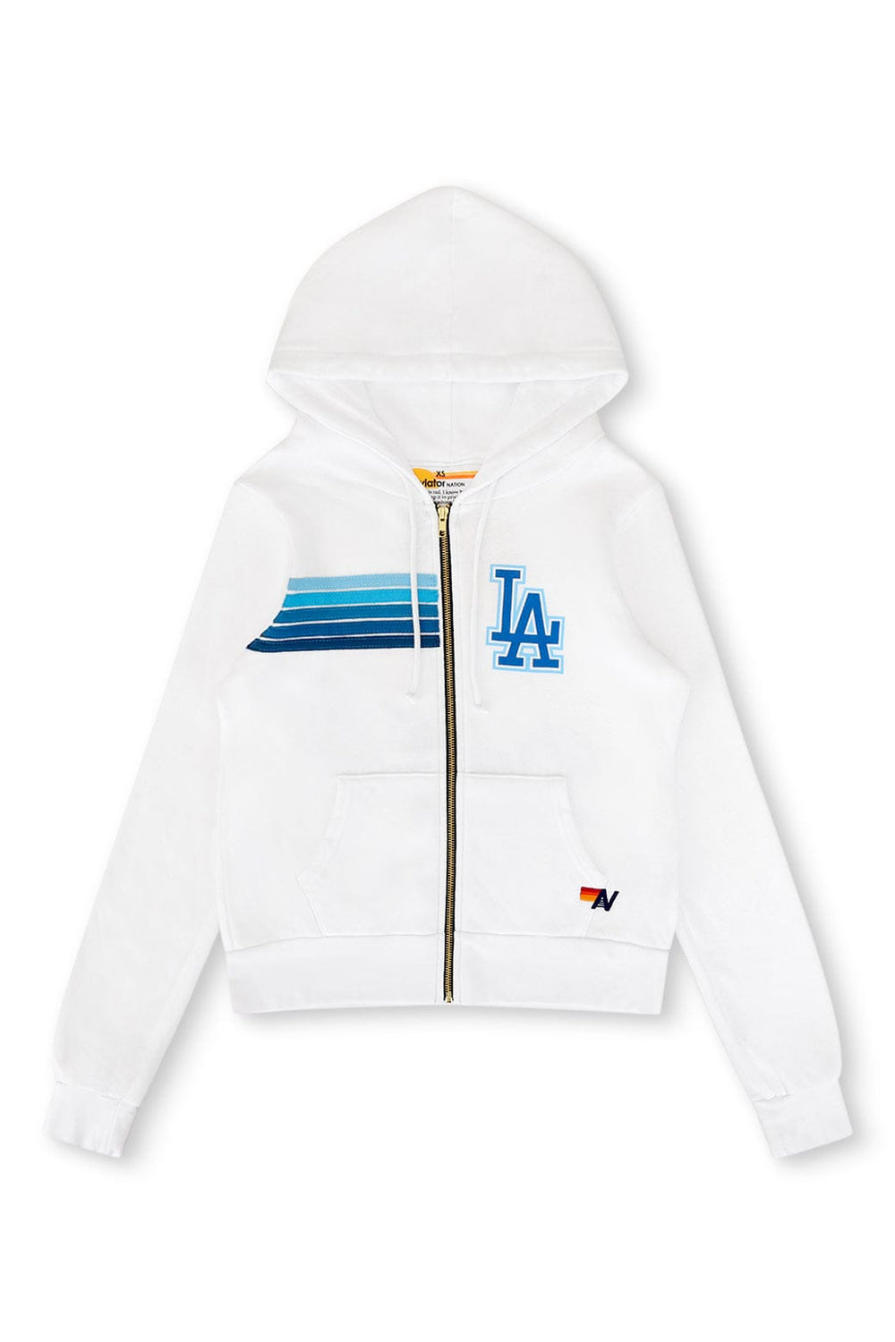 LOS ANGELES DODGERS 5 STRIPE ZIP HOODIE - WHITE // BLUE