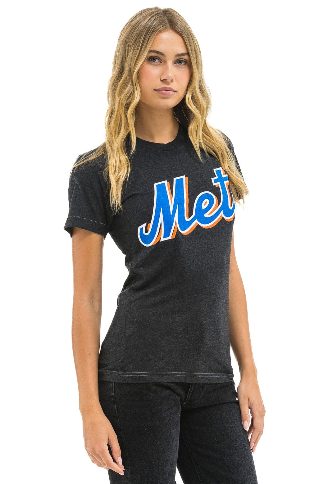NY METS BOLT CREW TEE - BLACK
