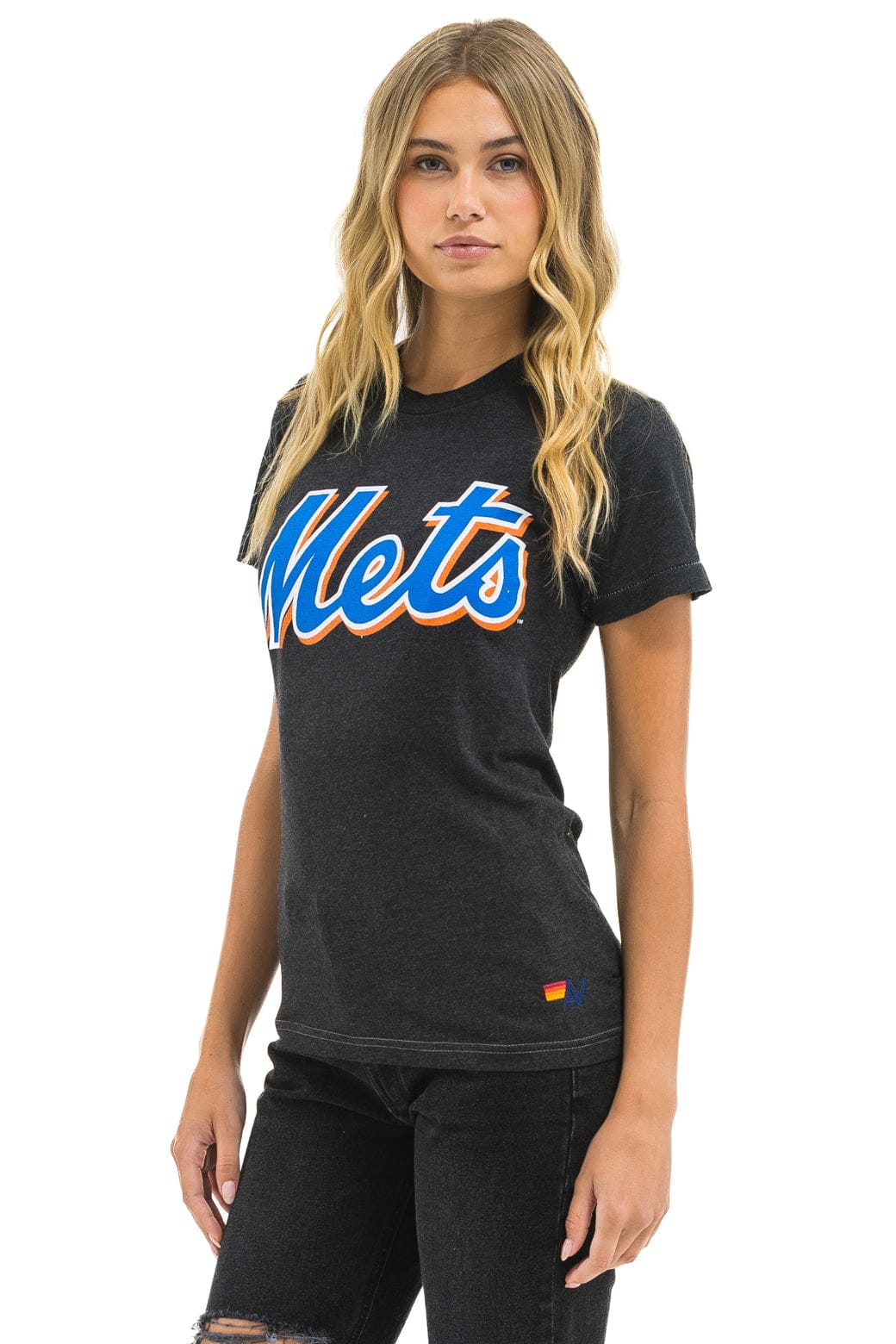 NY METS BOLT CREW TEE - BLACK