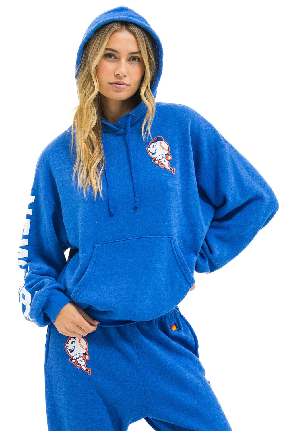 NY METS RELAXED PULLOVER HOODIE - BLUE