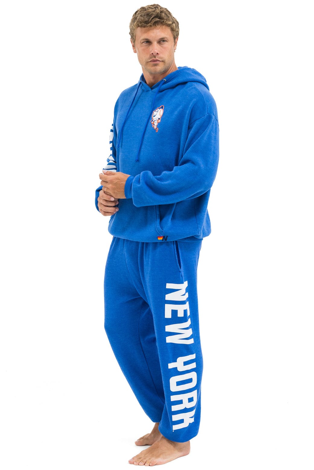 NY METS RELAXED PULLOVER HOODIE - BLUE