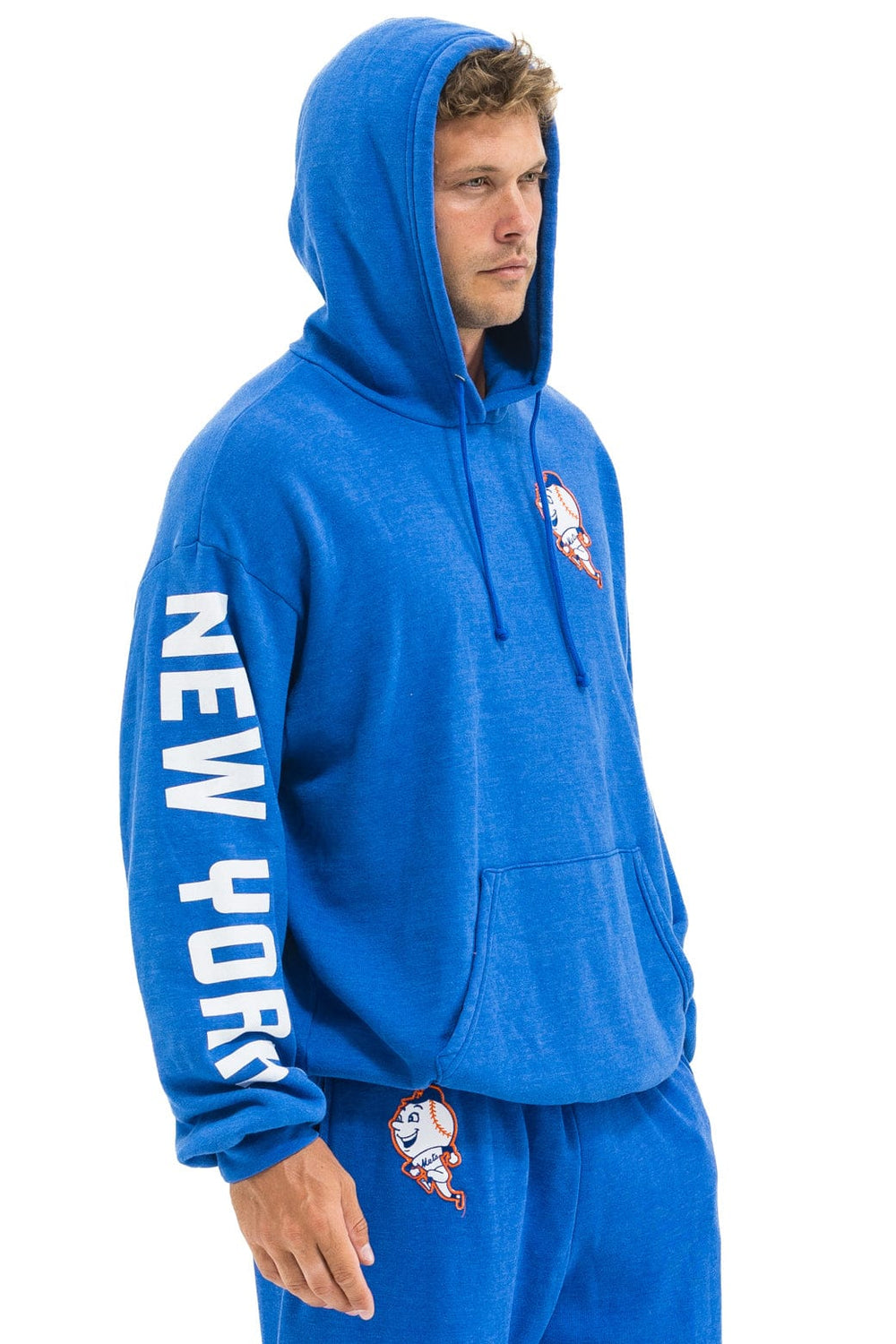 NY METS RELAXED PULLOVER HOODIE - BLUE