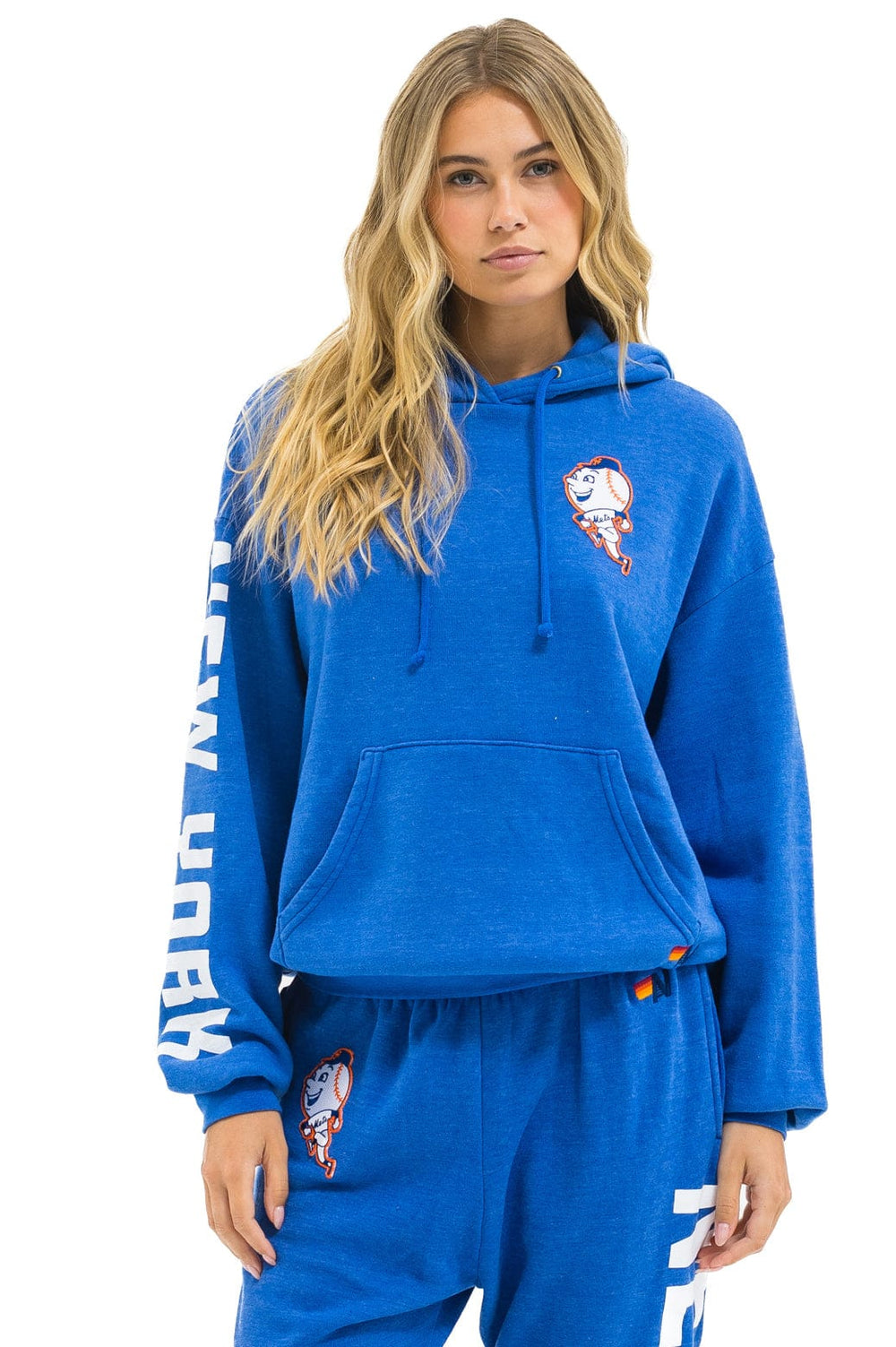 NY METS RELAXED PULLOVER HOODIE - BLUE